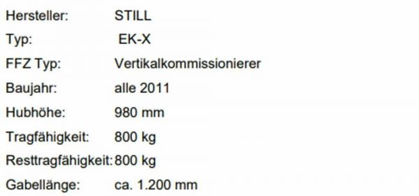 Preview: STILL EK-X STAPLER HUBSTAPLER VERIKALKOMMISSIONIERER HUBWAGEN STAPLER