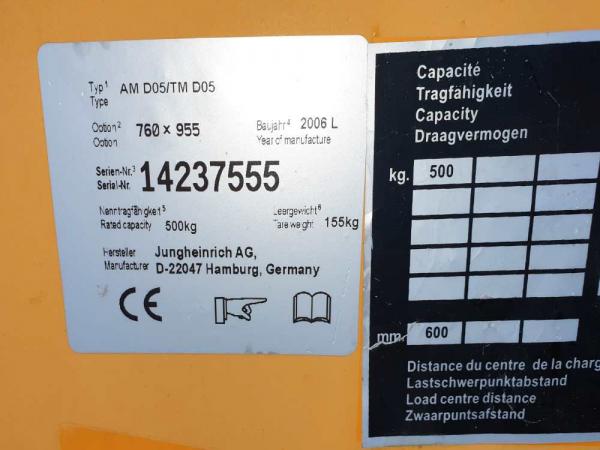 Preview: Hubwagen JUNGHEINRICH Handhubwagen 500kg gebraucht gelb