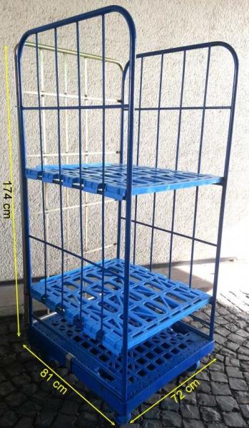 Preview: ROLLWAGEN 183cm 3-seitig +2 Zwischenböden (RW-3174-2ZB)