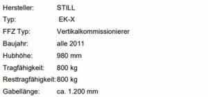 STILL EK-X STAPLER HUBSTAPLER VERIKALKOMMISSIONIERER HUBWAGEN STAPLER