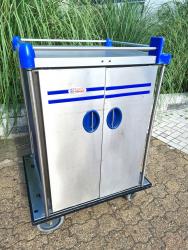 Edelstahlschrank 4-t?rig Transportwagen Rollwagen Messewagen (ESS001)